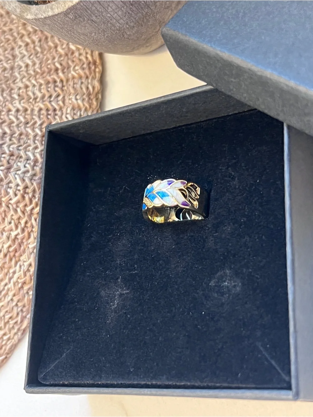 Multicolor Enamel Wave Pattern Ring -Size 7